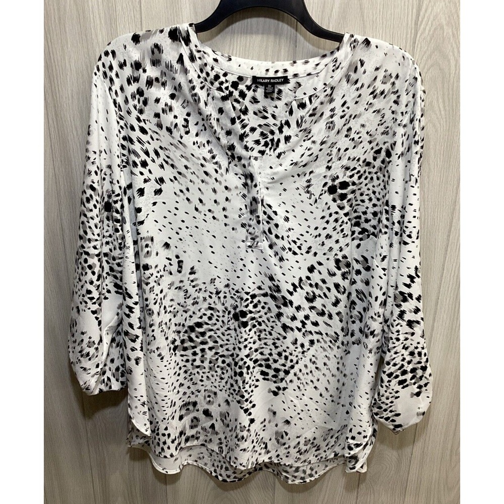 HILARY RADLEY Women's (Size 3X) Long Sleeve V-Neck Shirt 100% Polyester